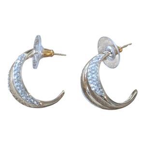 Macy's Women Silver Crescent Hoop Earrings New